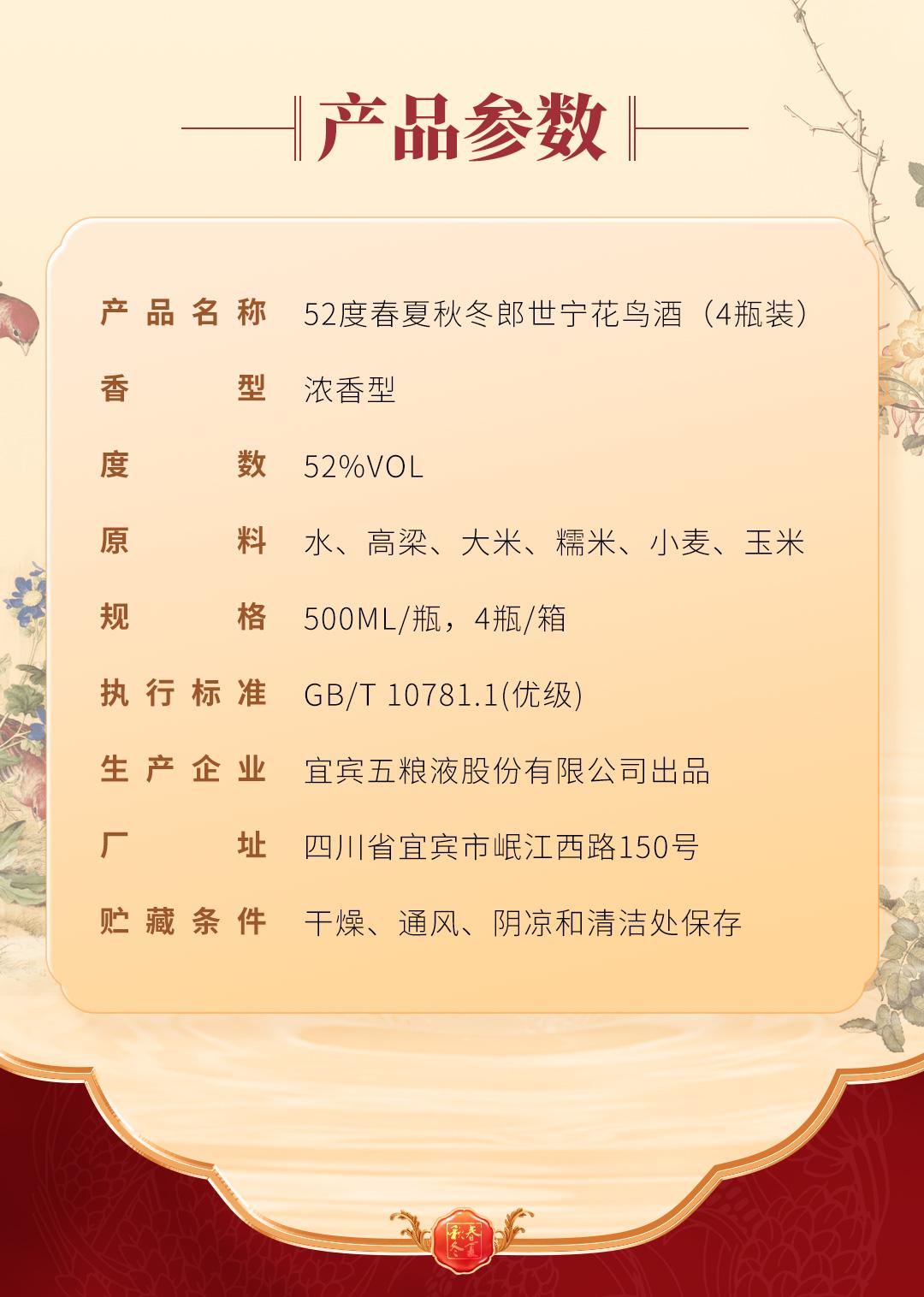Wuliangye Spring Summer Autumn Winter Giuseppe Castiglione Flower-and-Bird Liquor | Image 3 of 8